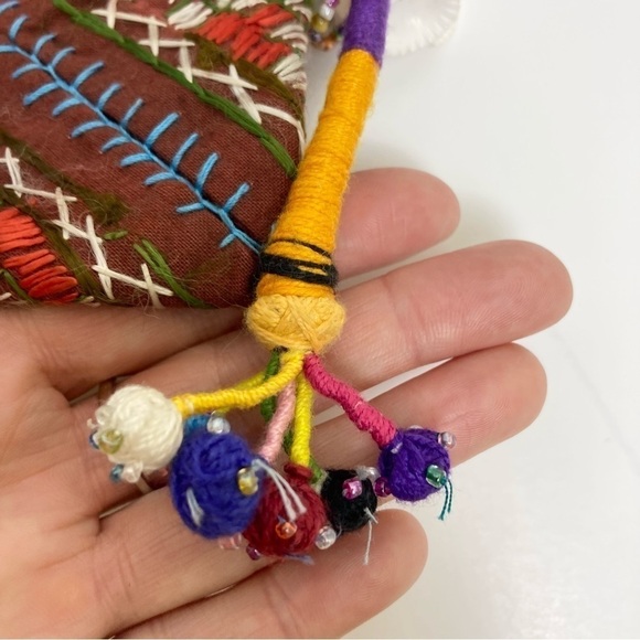 Vtg Boho Mirrored Embroidered Embellished Indian Envelope Crossbody Bag Dowry OS - Picture 13 of 15